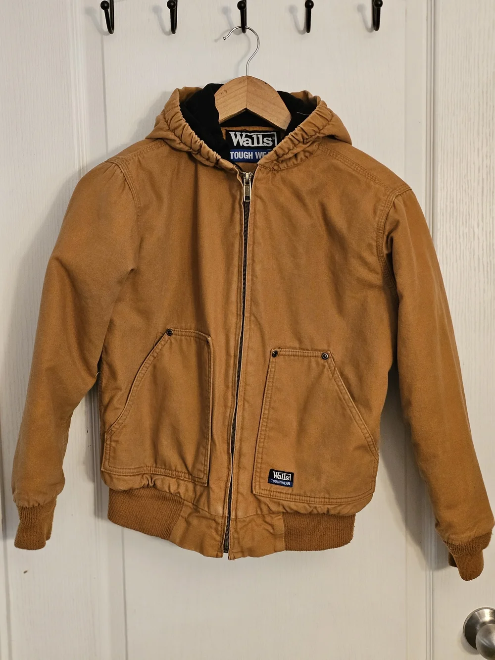 WALLS Tough Wear Work Huntig Youth Canvas Coat Jacket Full Zip Lined Large 12/14